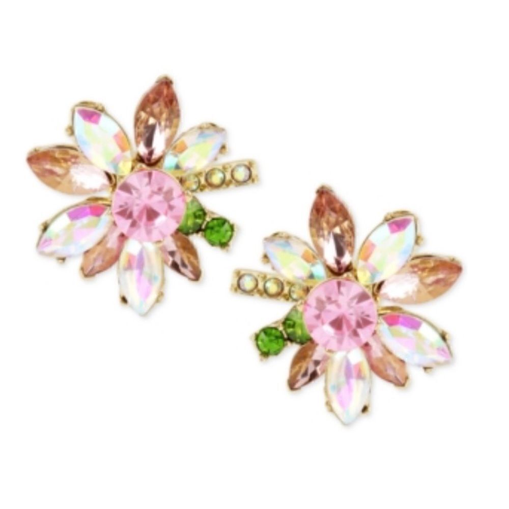 NWT Betsey Johnson Mixed Stone Flower Stud Earrings